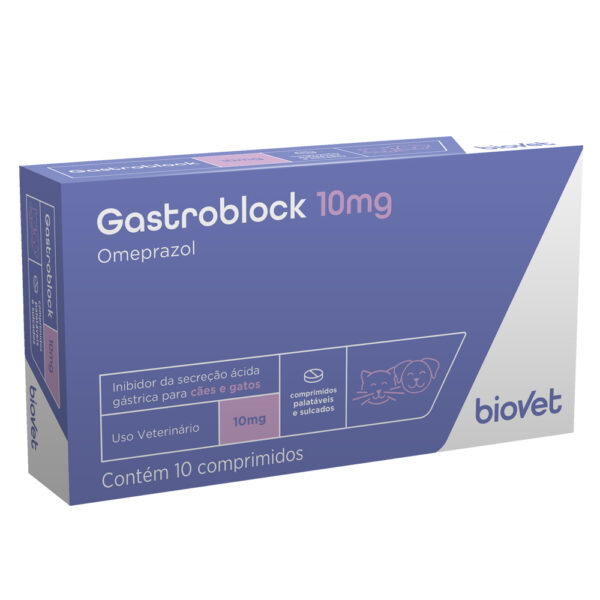 Antiácido Biovet Gastroblock 10mg para Cães e Gatos com 10 Comprimidos
