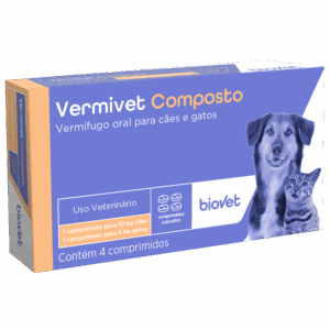 Vermífugo Biovet Vermivet Composto 600mg para Cães com 4 Comprimidos