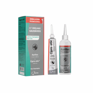 Kit Otológico Syntec Auritec 100 ml + Cipro Otic 15 g para Cães e Gatos