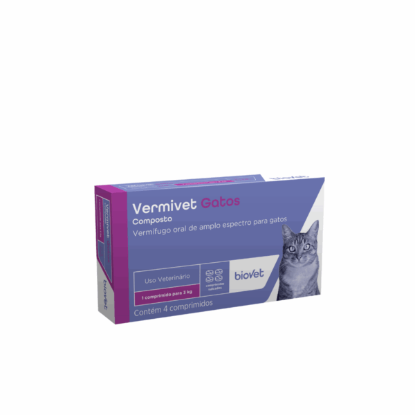 Vermífugo Vermivet Composto 300mg para Gatos com 4Comp.