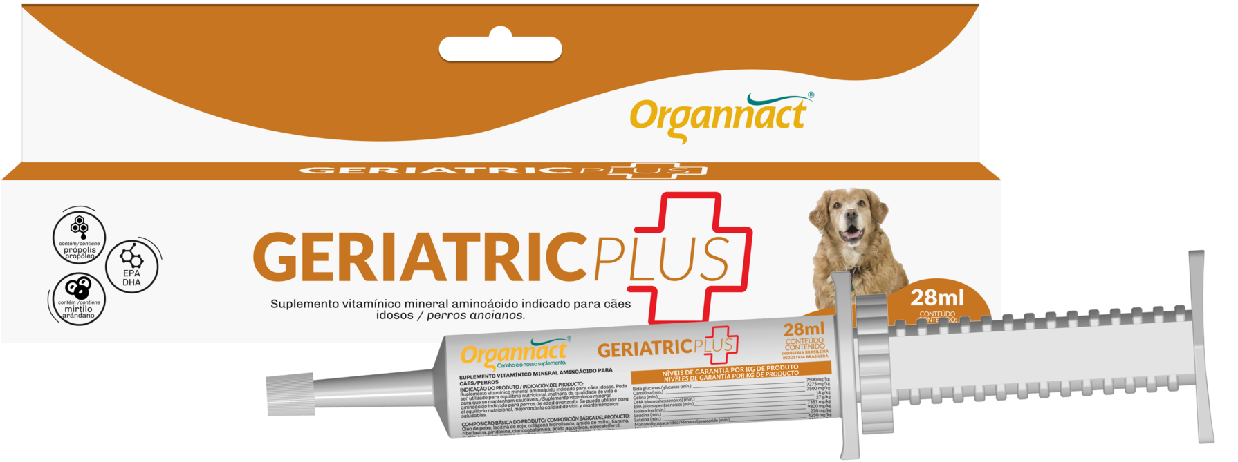 Suplemento Organnact Geriatric Plus para Cães Idosos 28ml