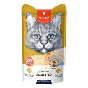 Petisco para gatos Wanpy Creamy Pacote com 25 tubos 14gx25 350g