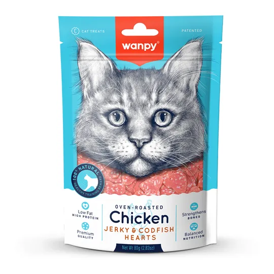 Petisco para gato Wanpy Mini Corações de Frango e Peixe 80g